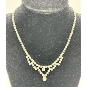 1960s Rhinestone Necklace-Prong Set Shimmering Crystals